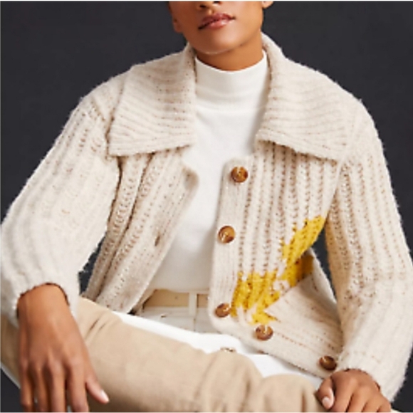 Anthropologie Pilcro Smiley Face Flower Cardigan Sweater Size Small - Picture 3 of 15